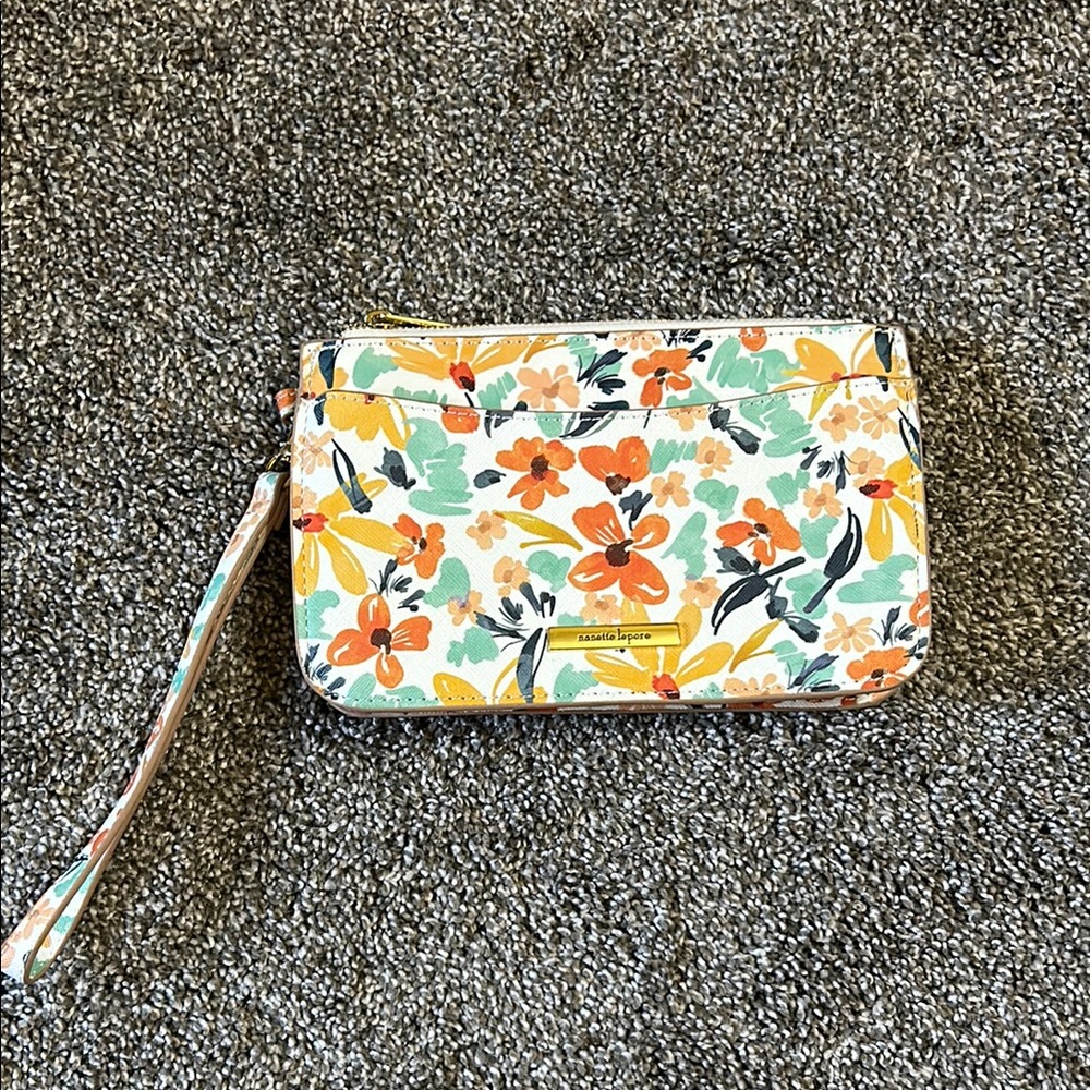 NEW Nanette Lepore Floral Wristlet Clutch - Orange, Yellow, Green